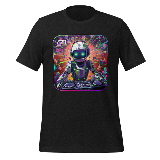 Nerd Alert's Fully Optimized T-Shirt design with a robot as a DJ.