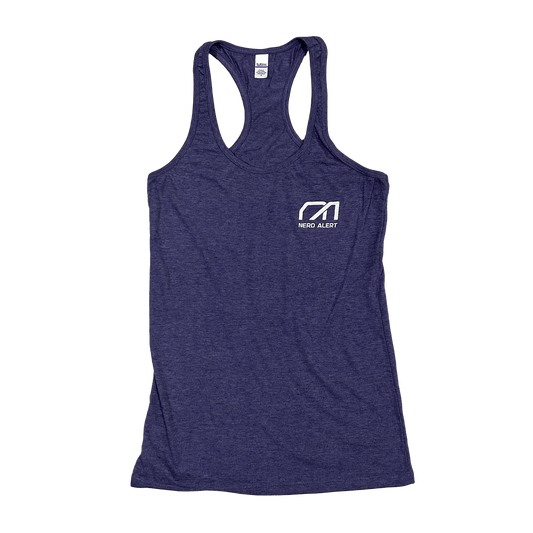 A purple tank top with the Nerd Alert logo on the front